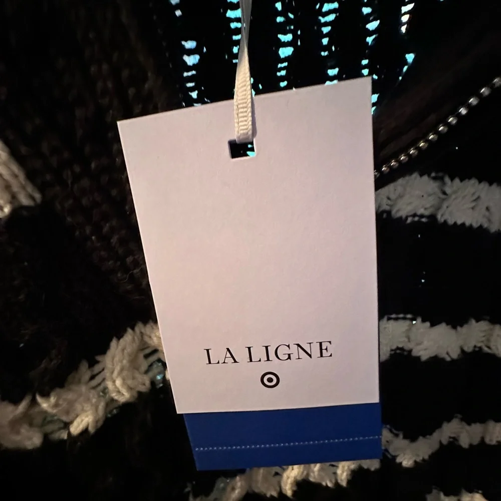 La Ligne for target black stripe quarter zip sweater NWT